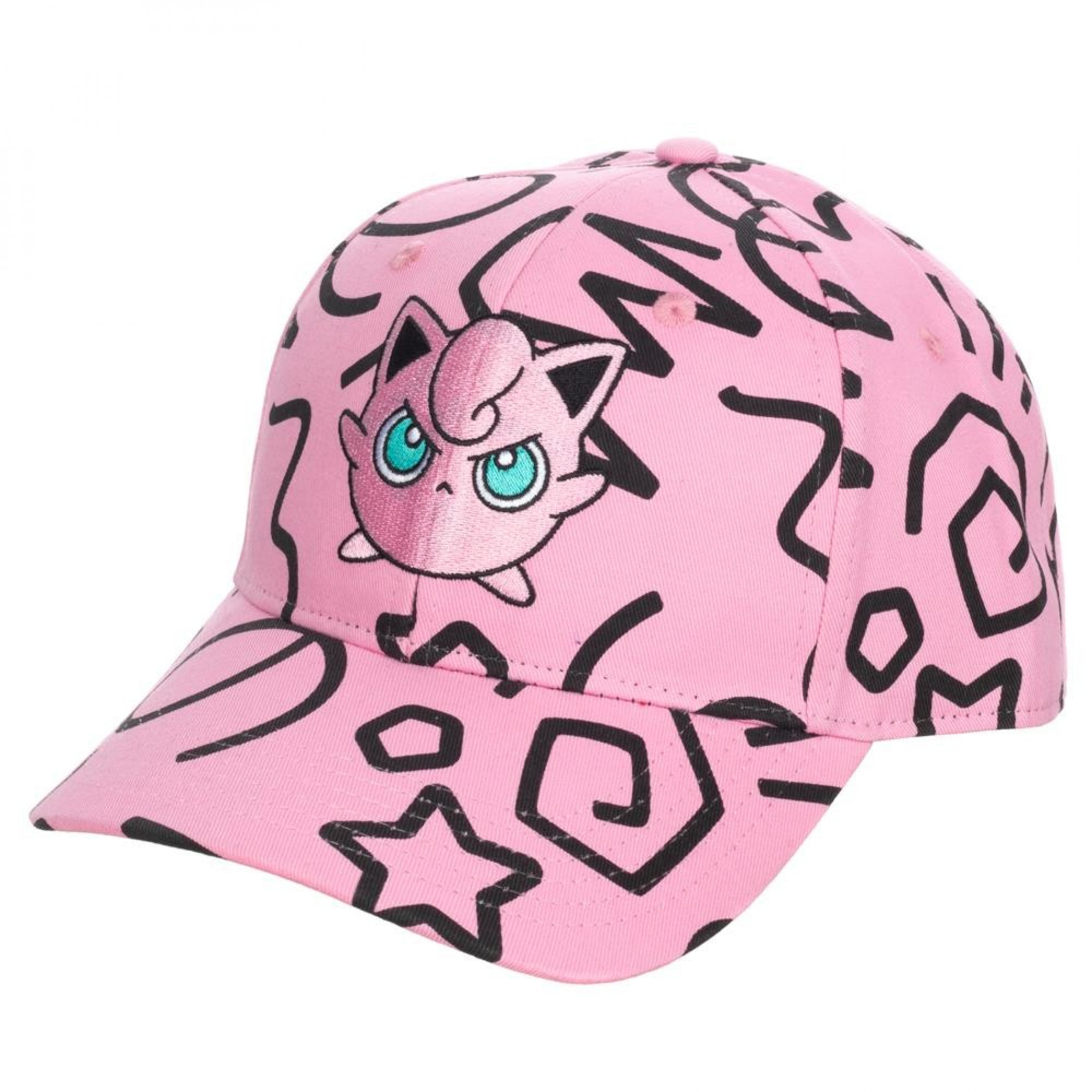 Pokemon Jigglypuff All Over Print Pre-Curved Snapback Hat, Pink