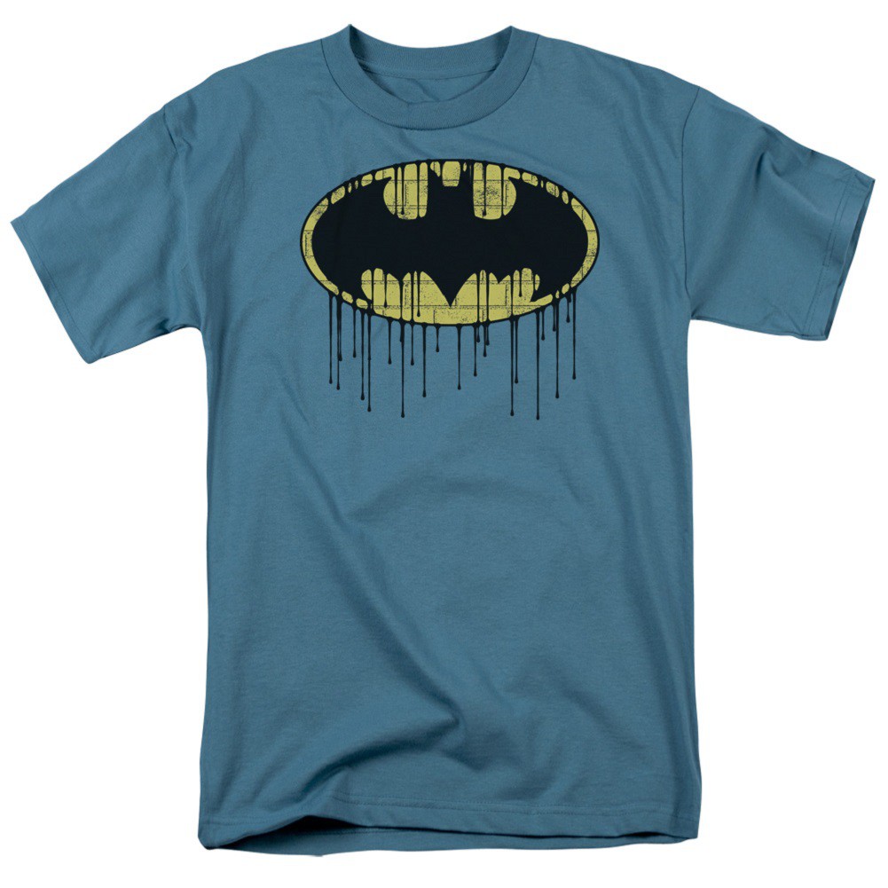 Batman Dripping Logo Slate Blue Tshirt