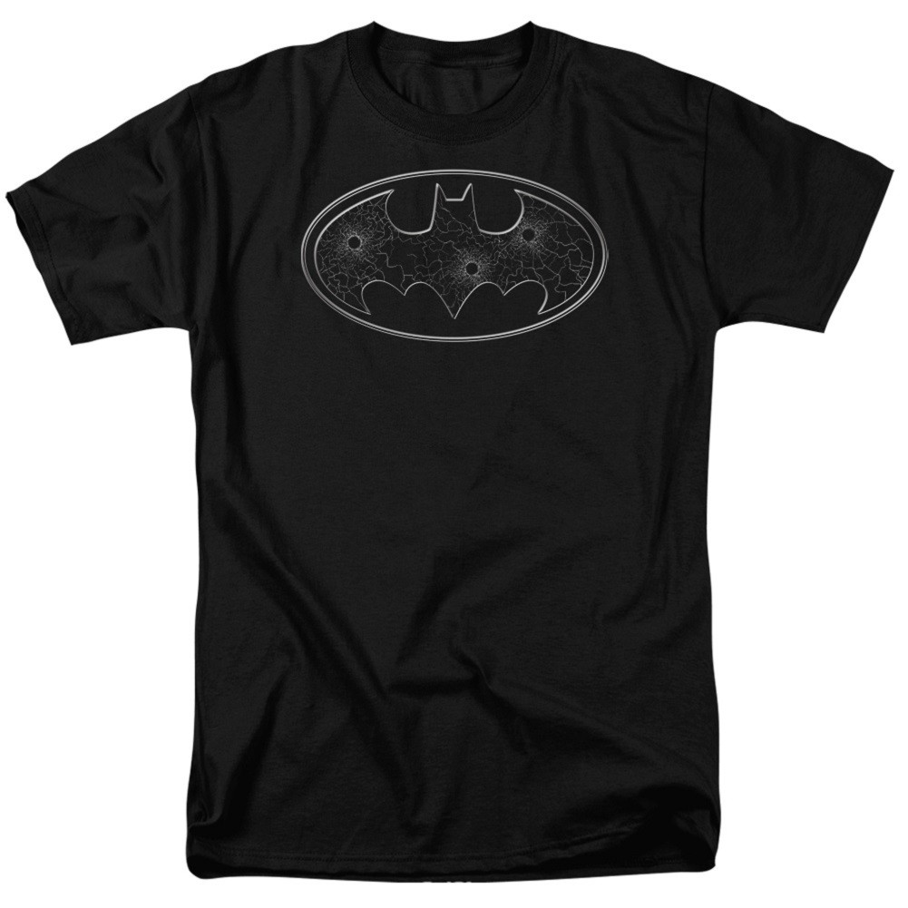 Batman Glass Bullet Hole Logo Men's Black T-Shirt, Black