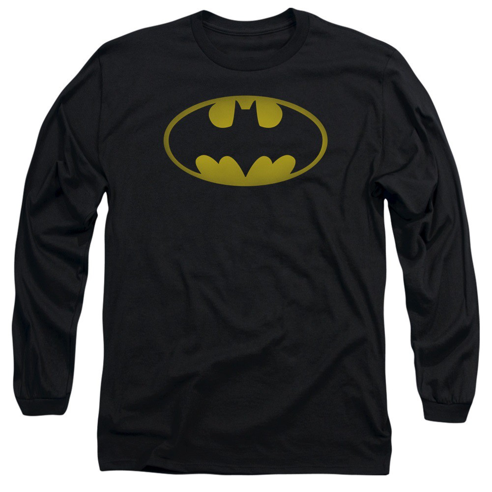 Batman Washed Logo Long Sleeve Tshirt, Black