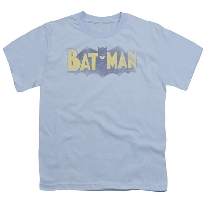 Batman Vintage Bat Logo Blue Youth Tshirt