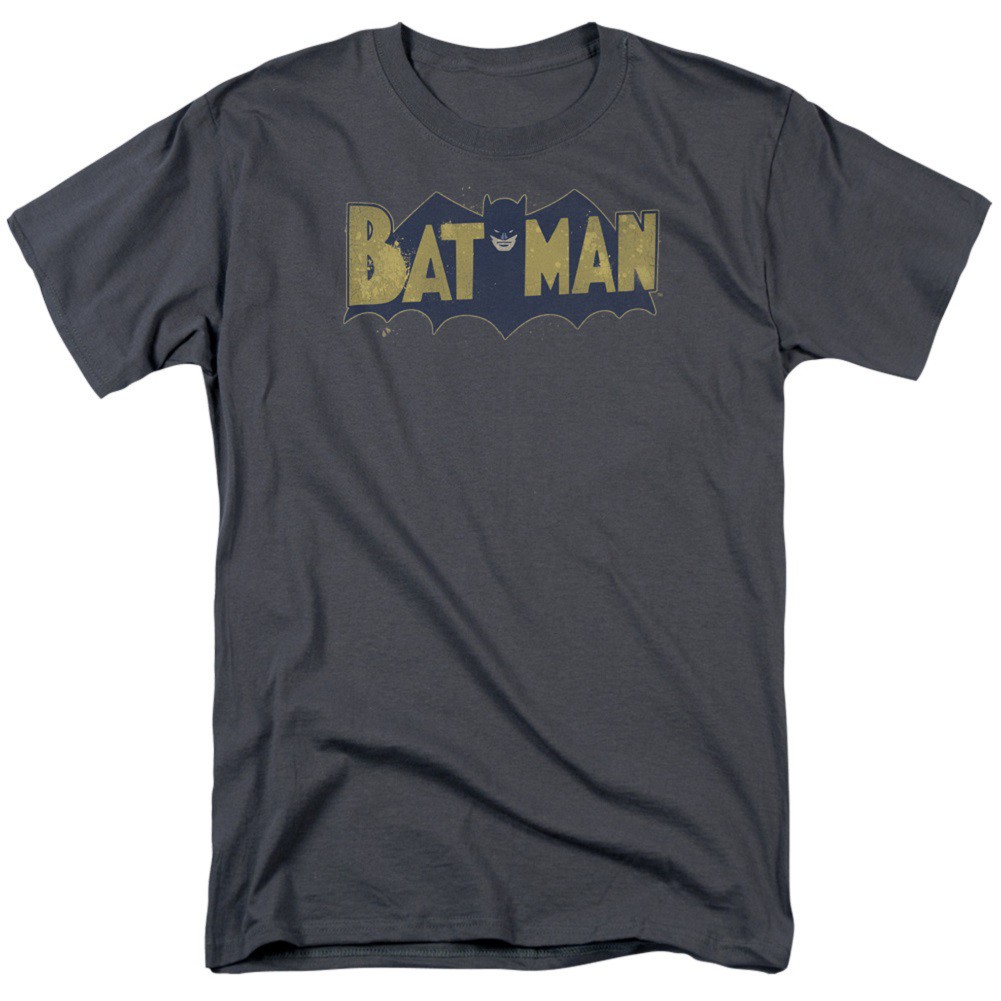 Batman Vintage Splatter Logo Grey Tshirt