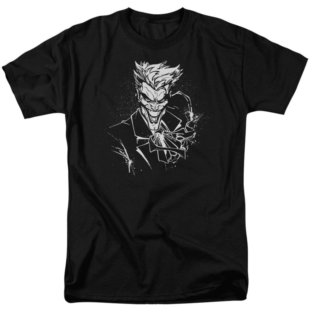 Joker Splatter Smile Men's Black T-Shirt, Black