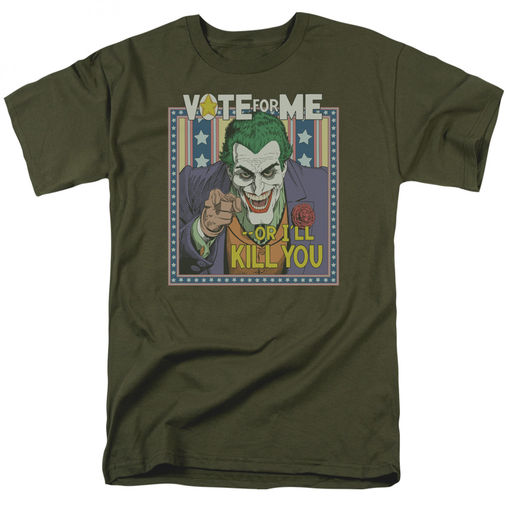 The Joker Vote For Me Or I'll Kill You Men's T-Shirt, Green