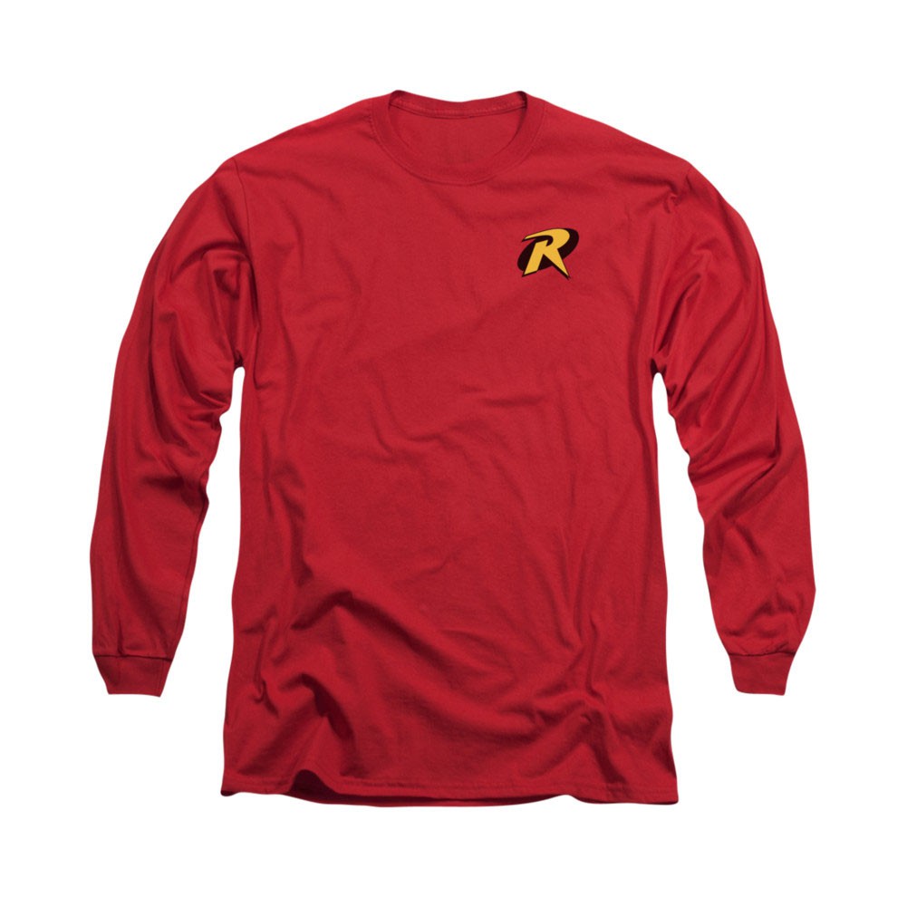 Batman Robin Logo Red Long Sleeve T-Shirt, Red