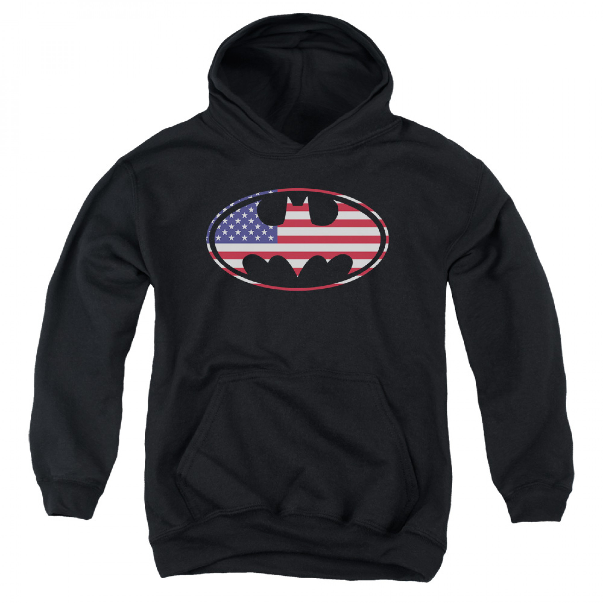 Batman Patriotic American Flag Youth Hoodie, Black