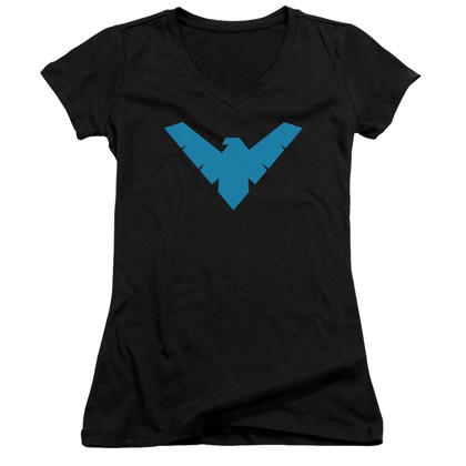 Nightwing Logo Women's V-Neck Tshirt, Black