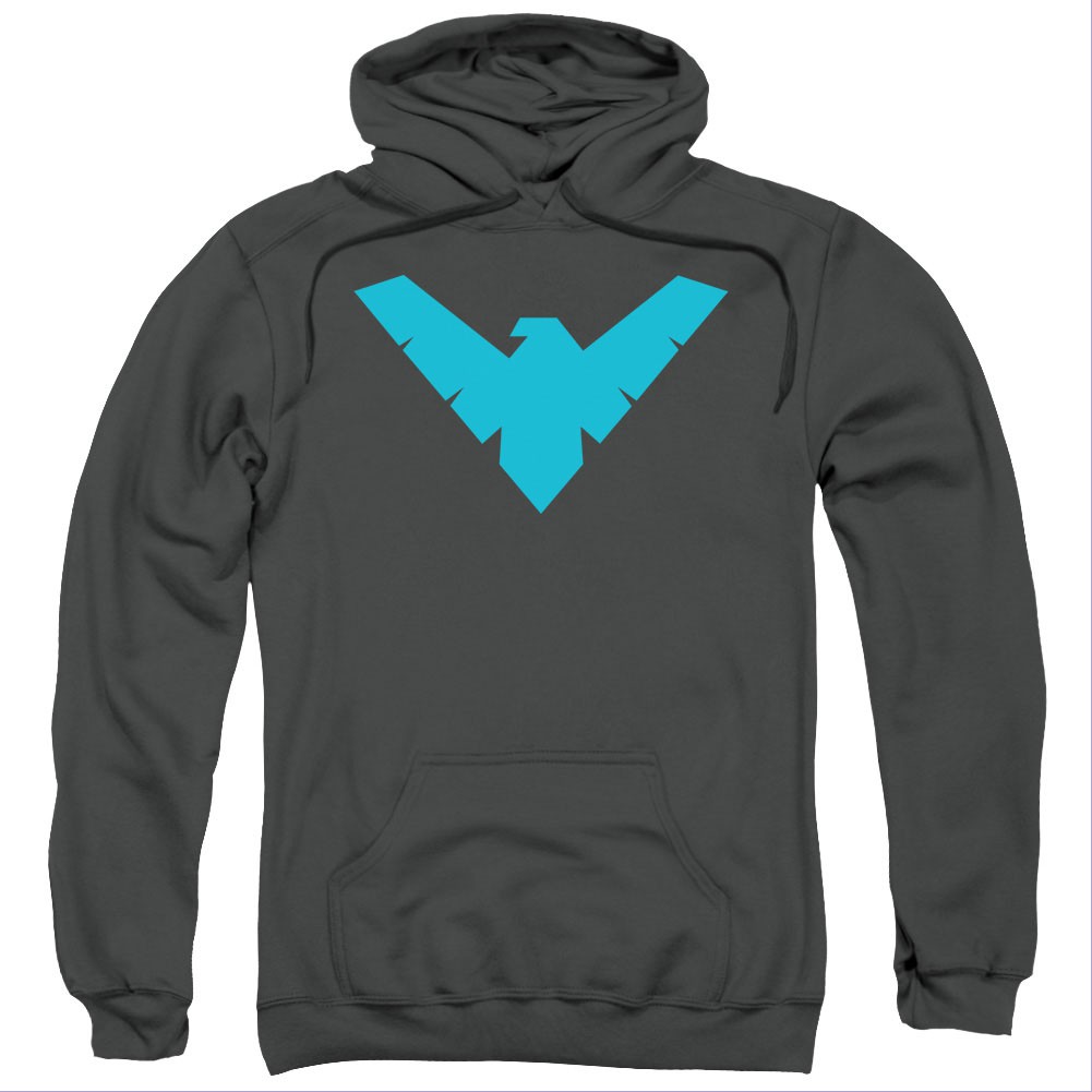 Batman Nightwing Logo Gray Pullover Hoodie, Grey