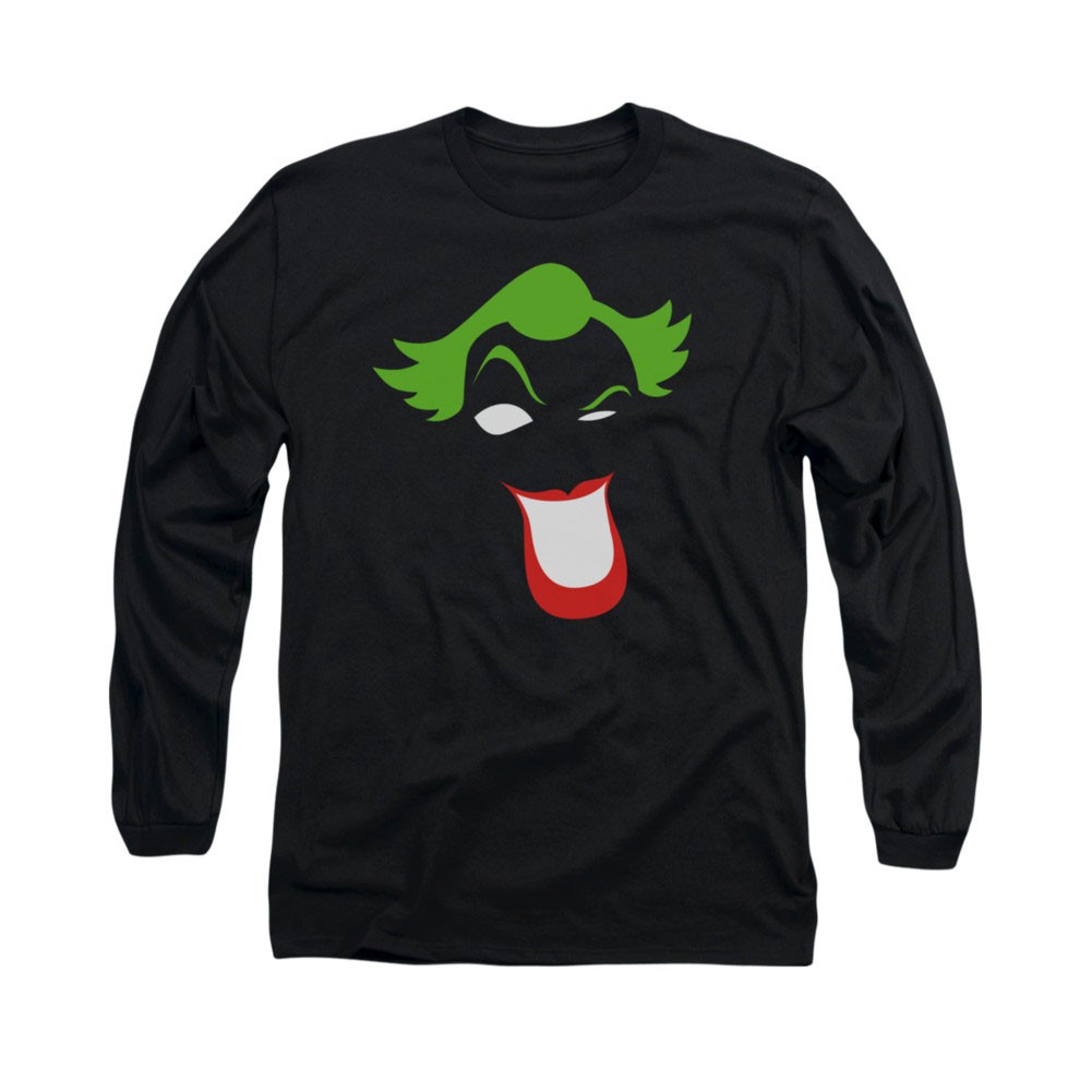 Batman Joker Simplified Black Long Sleeve T-Shirt, Black
