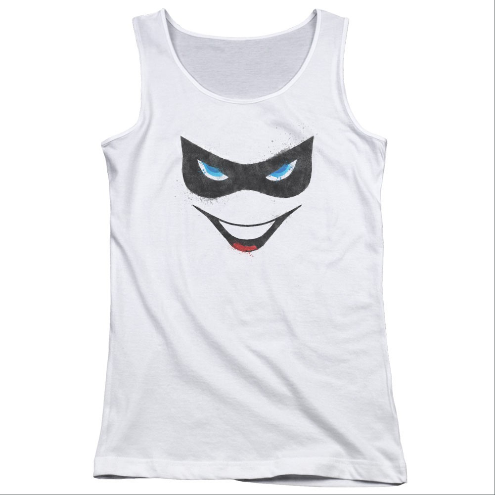Harley Quinn Face White Juniors Tank Top