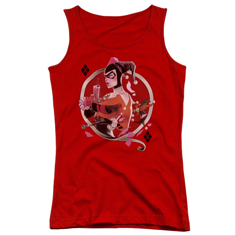 Batman Harley Quinn Diamonds Red Juniors Tank Top