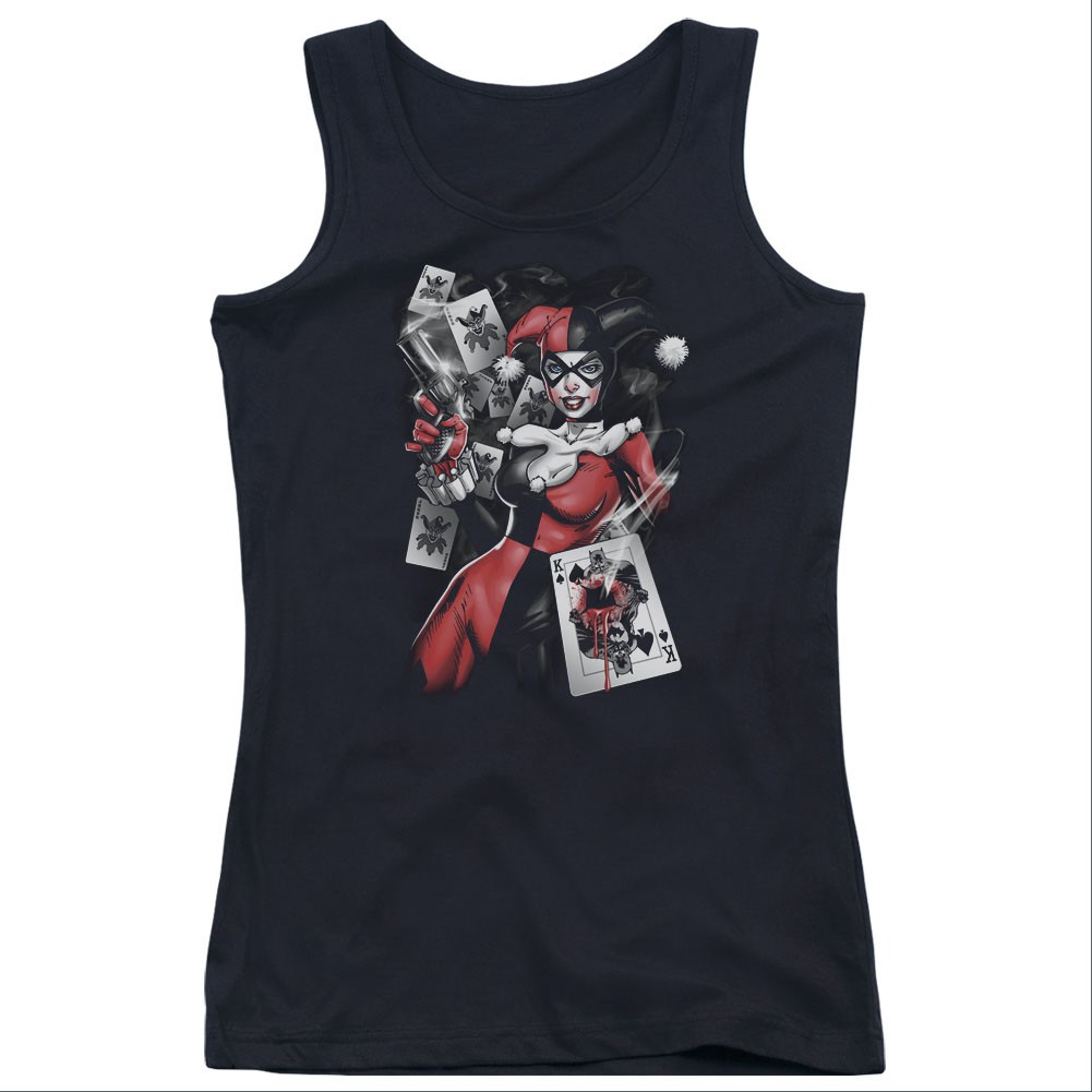 Batman Harley Quinn Smoking Gun Black Juniors Tank Top