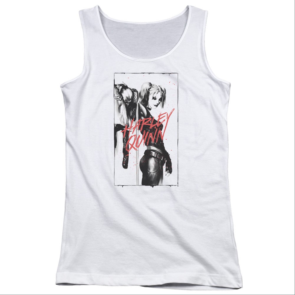 Batman Harley Quinn Inked White Juniors Tank Top