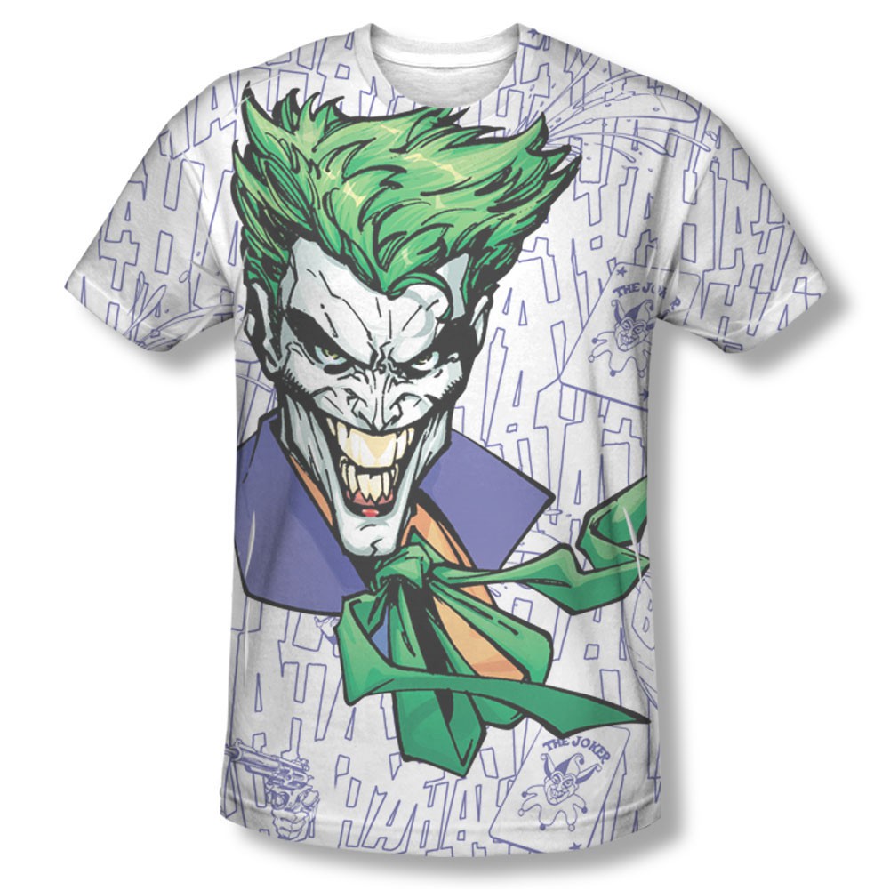 Batman Joker Laughter Sublimation White Tee Shirt, White