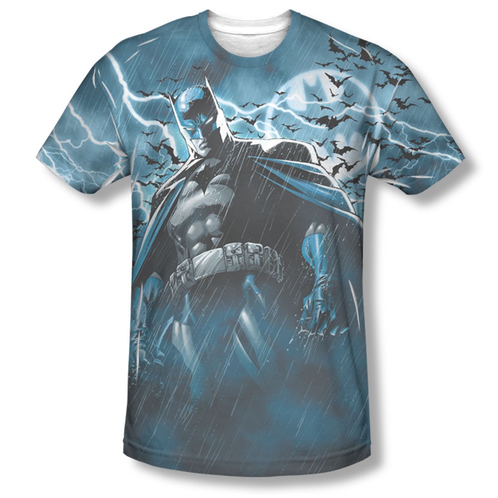 Batman Men's Blue Sublimation Stormy Knight Tee Shirt