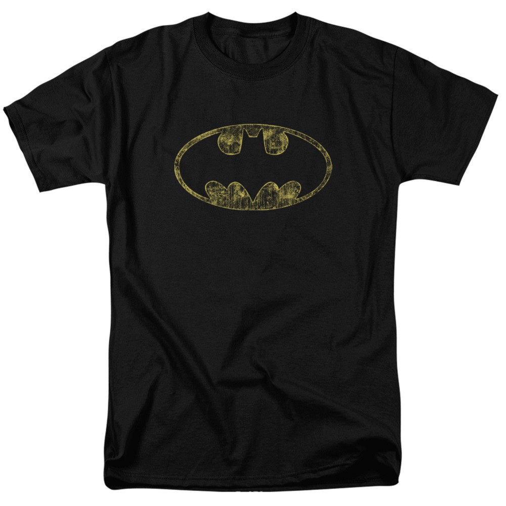 Batman Tattered Logo Men's Black T-Shirt, Black