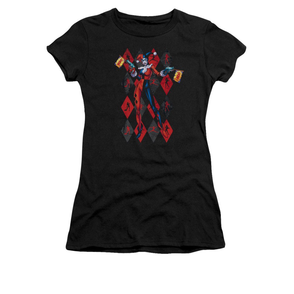 Batman Harley Quinn Pow Black Juniors T-Shirt