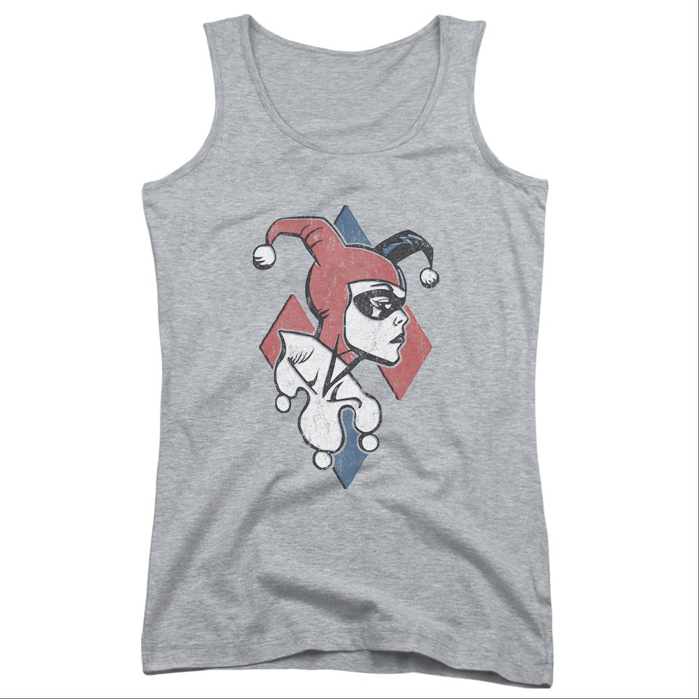Batman Harley Quinn Profiling Gray Juniors Tank Top