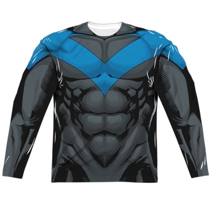 Nightwing Long Sleeve Costume Tee, Black