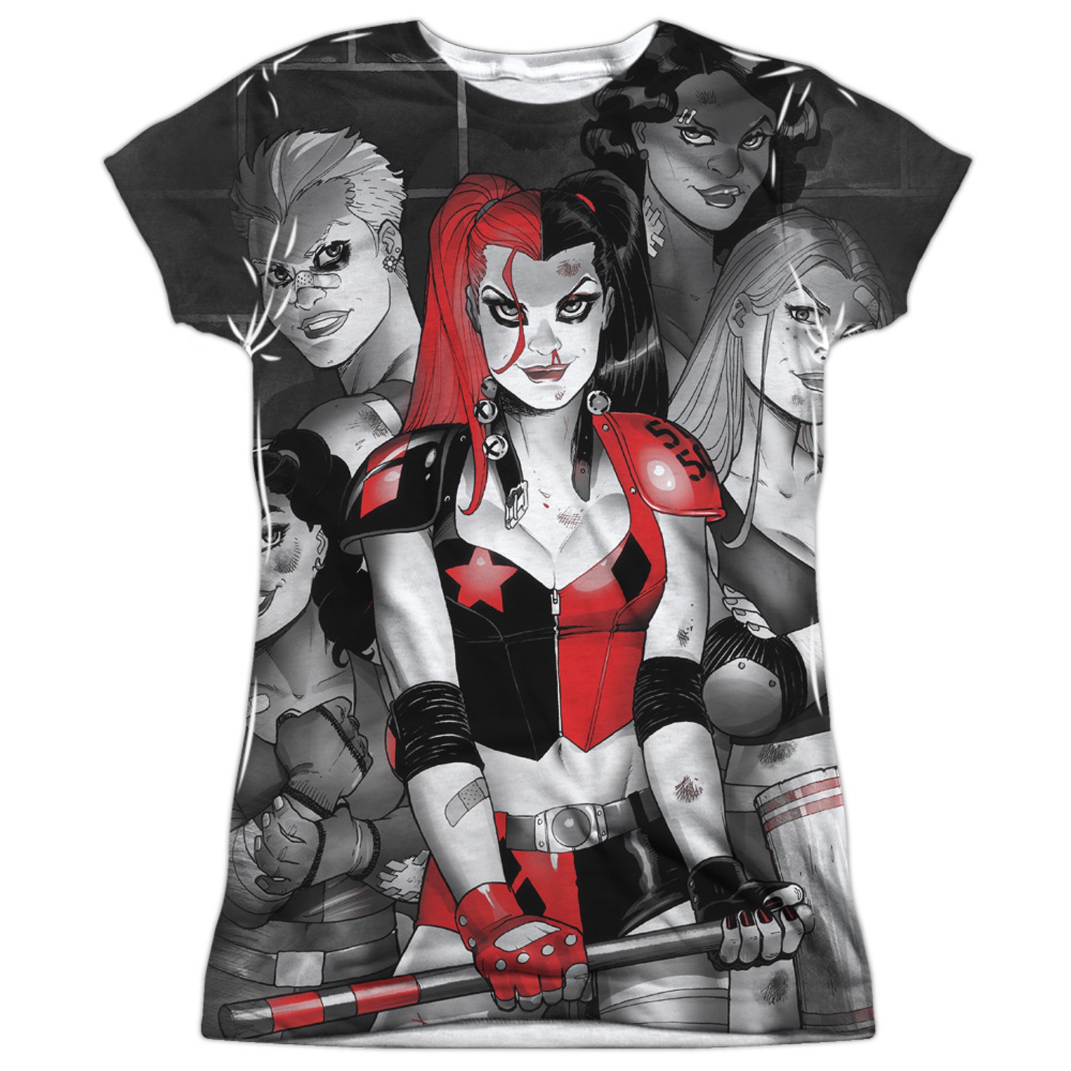 Harley Quinn Bad Girls Women's Sublimated Tshirt, White