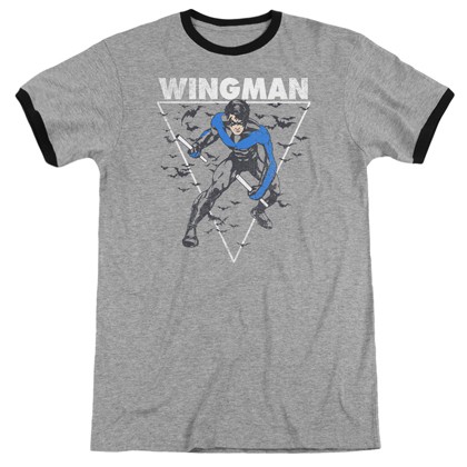 Nightwing Wingman Ringer Tshirt, Grey