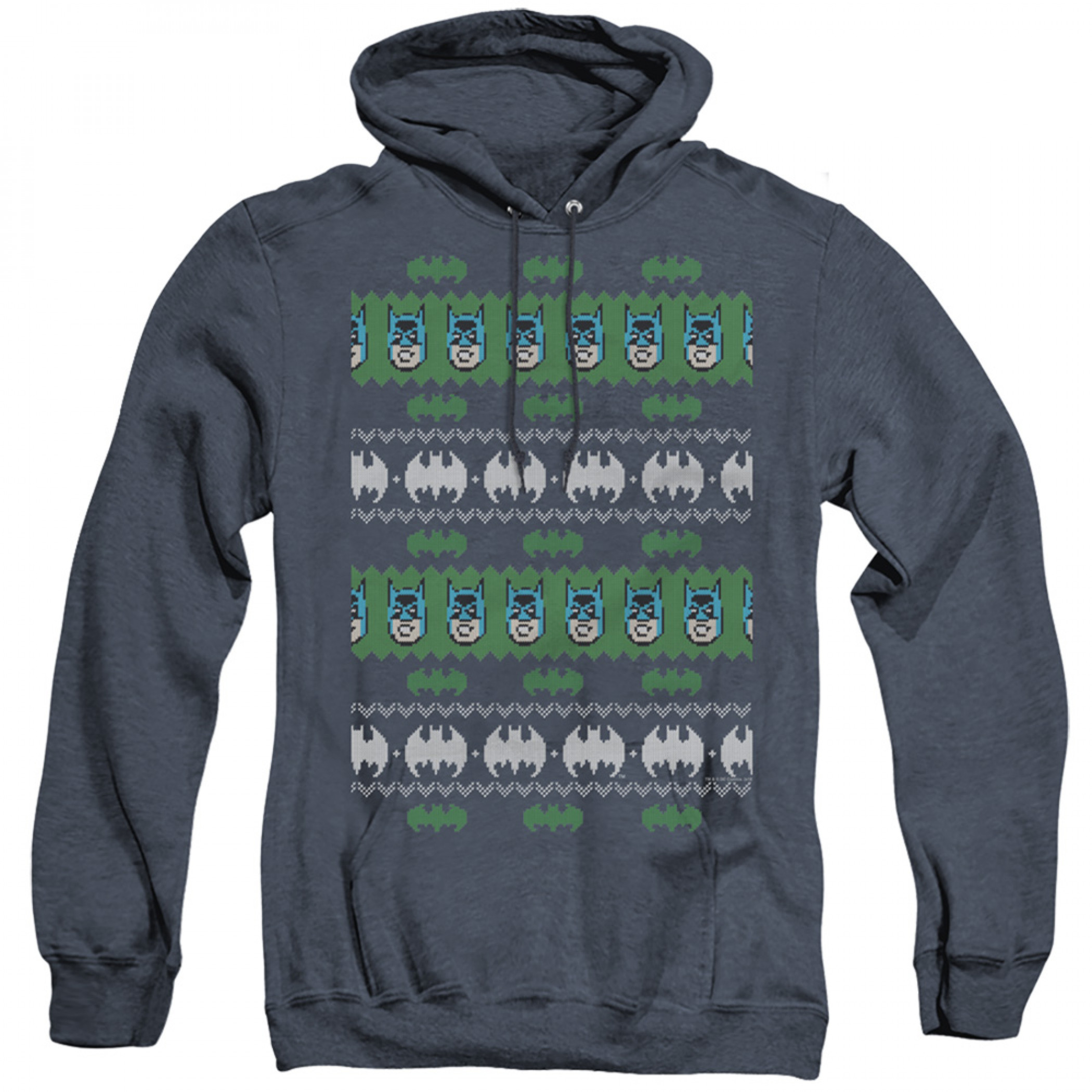 Batman 8-Bit Christmas Sweater Pull-Over Hoodie, Grey
