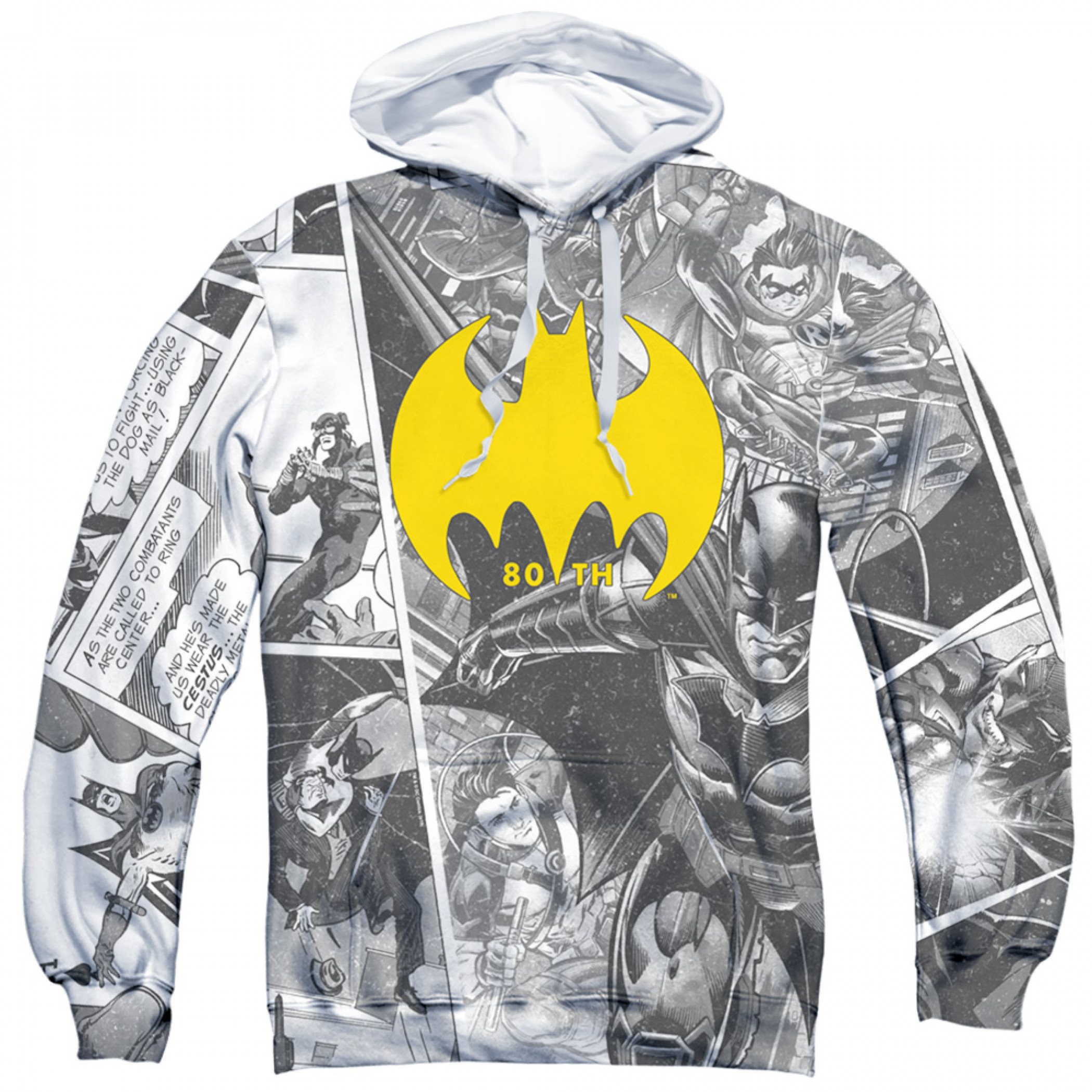 Batman 80th Collage All Over Print Hoodie, White