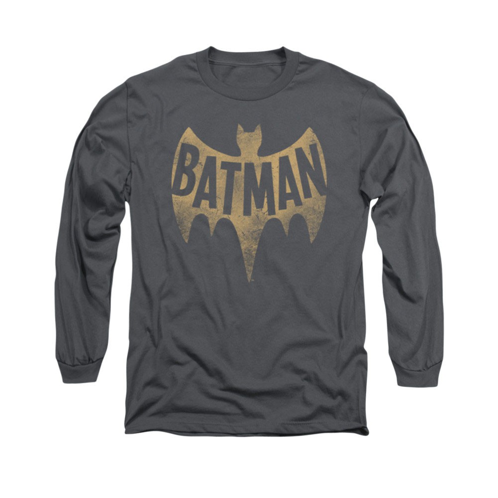 Batman Classic TV Logo Gray Long Sleeve T-Shirt, Grey