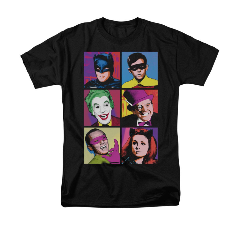 Batman Classic TV Pop Cast Black Tee Shirt, Black
