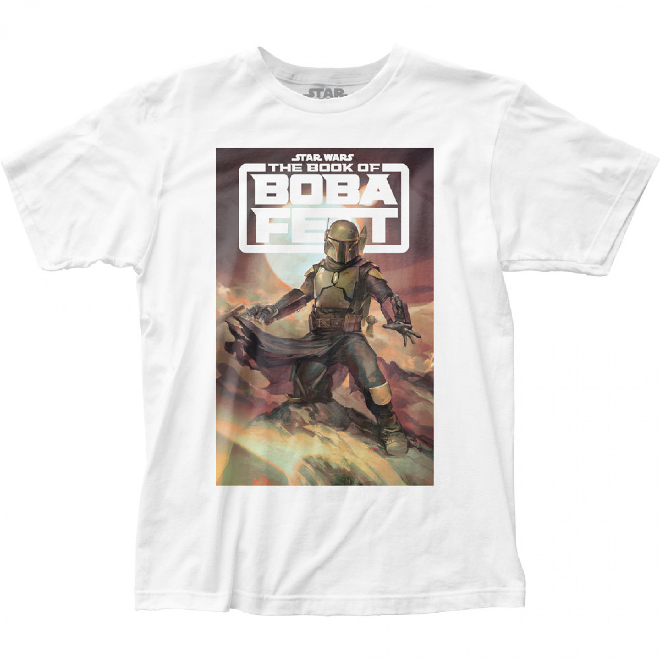 Star Wars The Book Of Boba Fett Comic Cover Style Painting T-Shirt, White