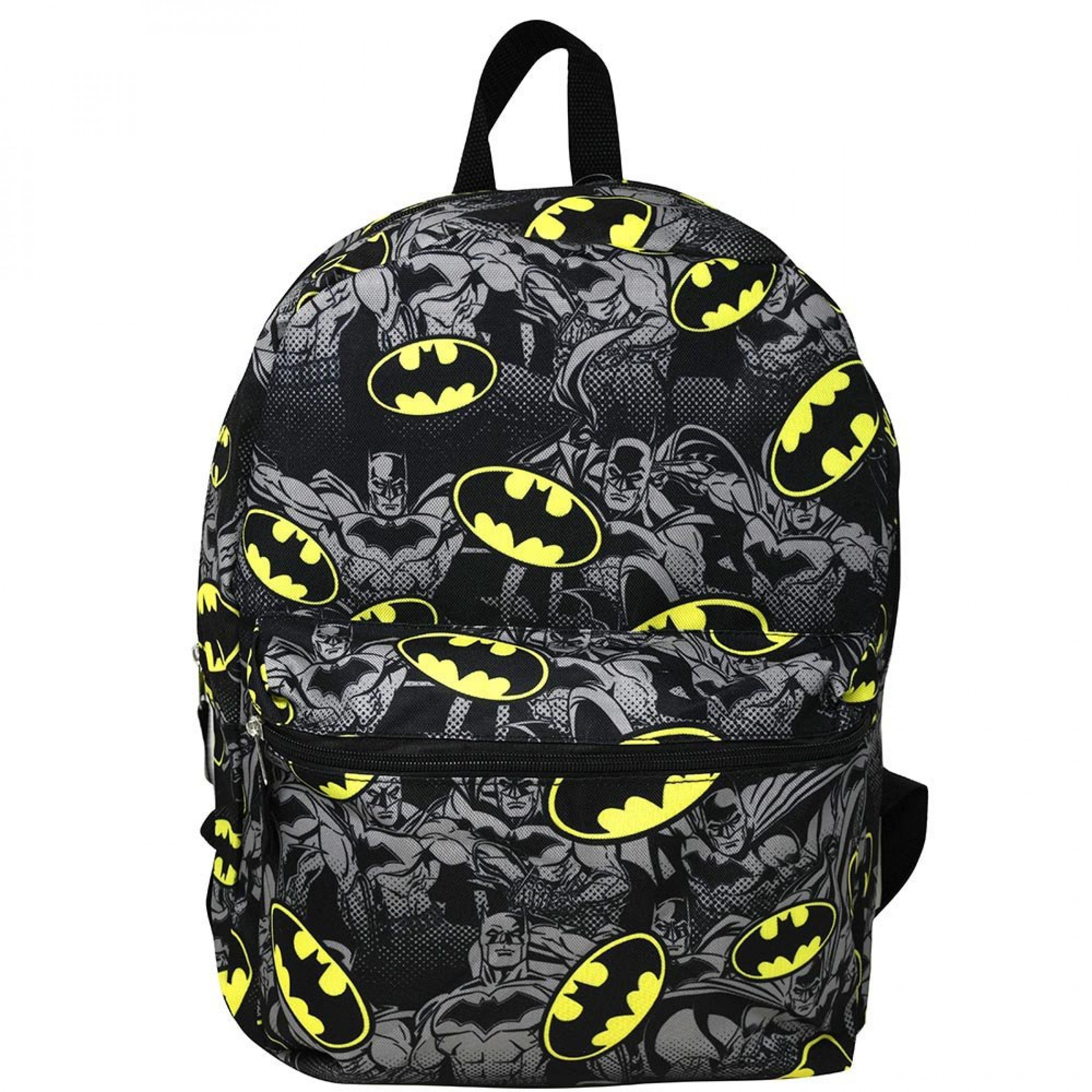 Batman Bat Symbol Half-Tone All Over Print 16' Backpack, Black