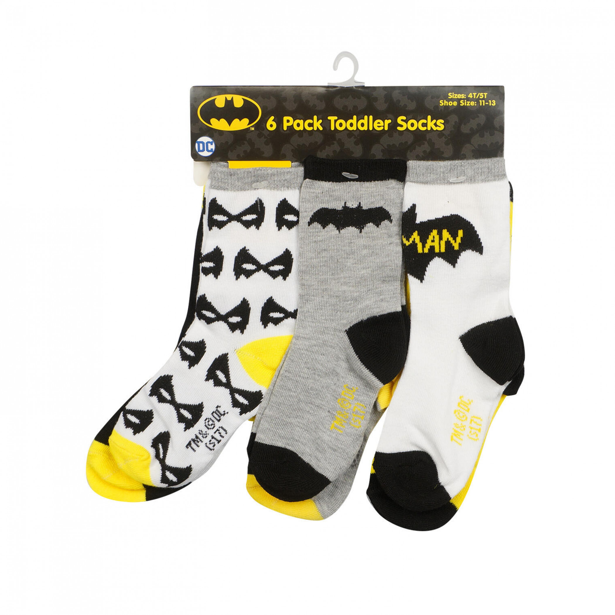 Batman 6-Pack Toddler Socks, Black