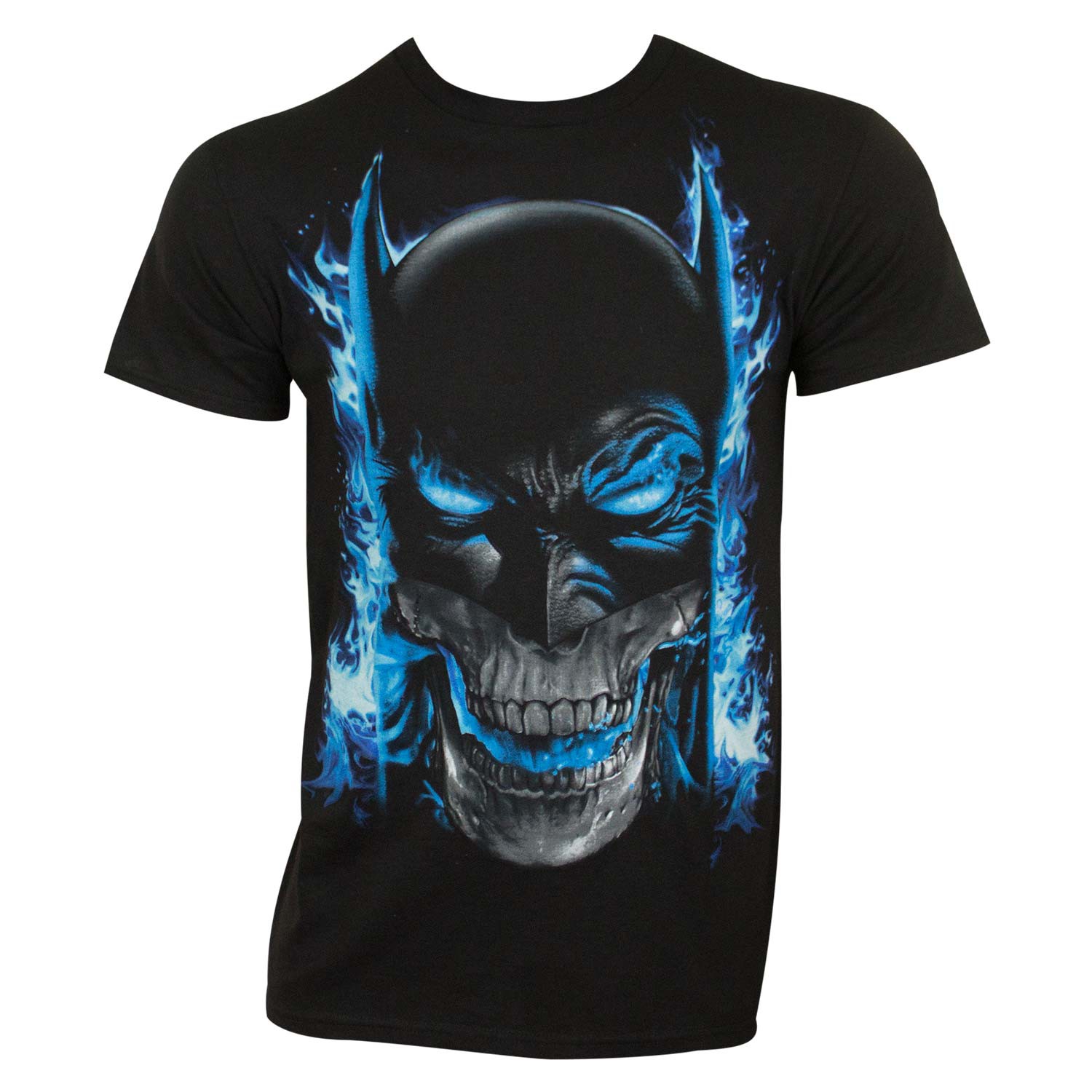 Batman Men's Black Blue Flames T-Shirt, Black