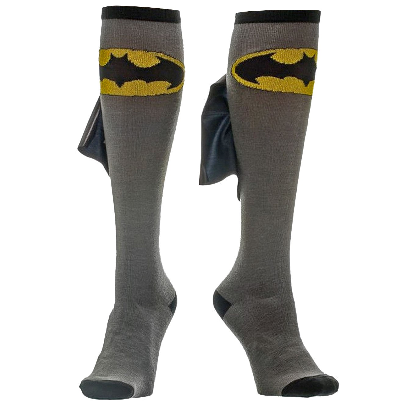 Batman Knee High Shiny Cape Socks, Grey