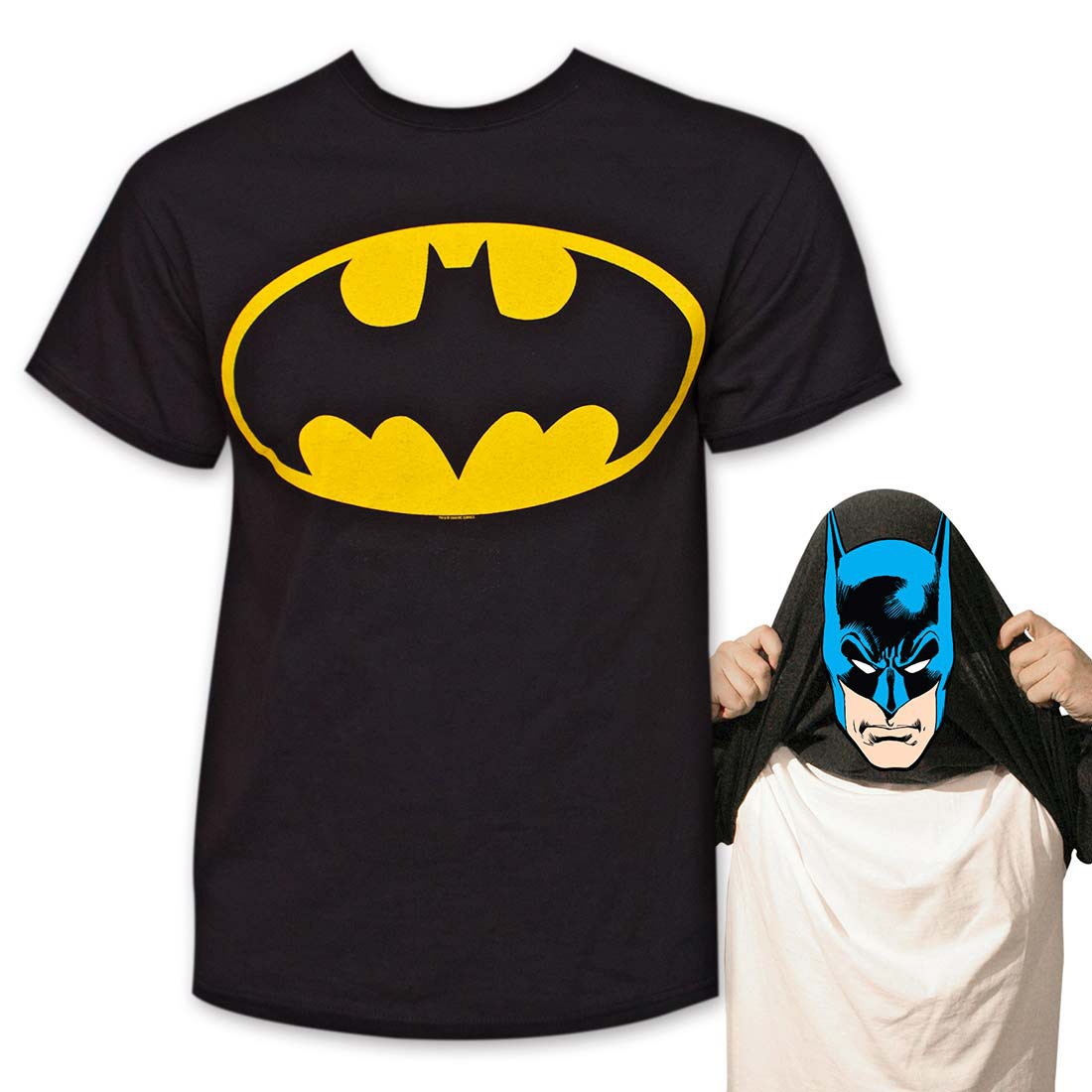 Batman Face Flip-Up Reversible Shirt - Black, Black