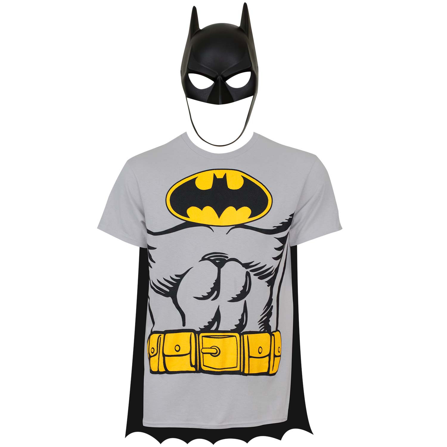 Batman Cape And Mask Costume Tee Shirt Grey | eBay