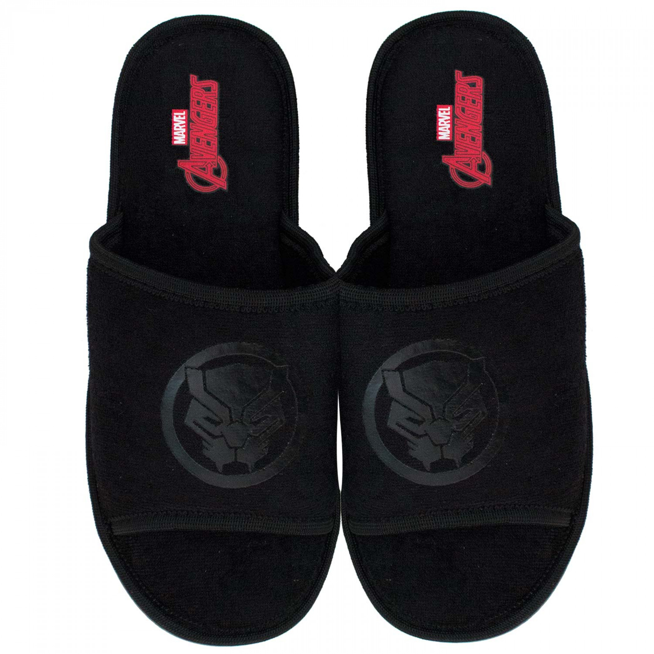 Black Panther Soccer Slides Black On Black Sandals, Black