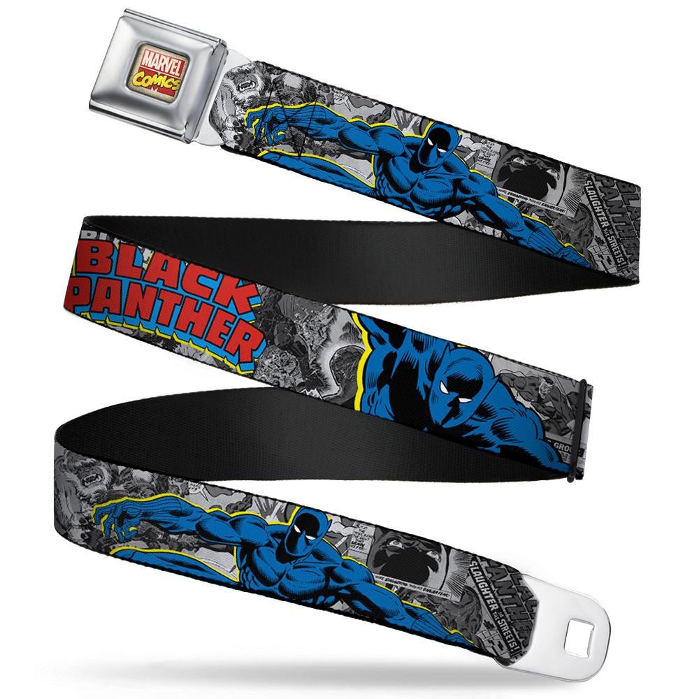 Black Panther Seat Belt Buckle Belt, Grey