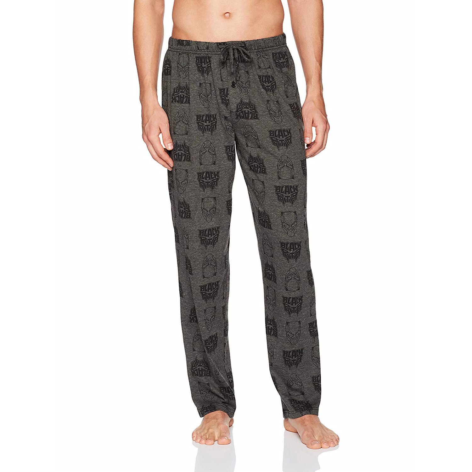 Black Panther Superhero Logo Men's Gray Pajama Pants, Grey