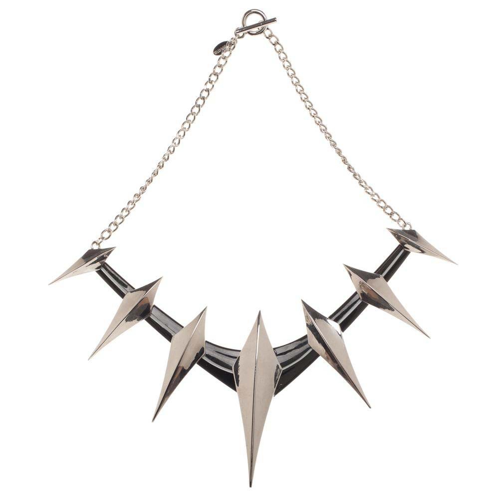 Black Panther Spike Cosplay Collar Necklace, Silver