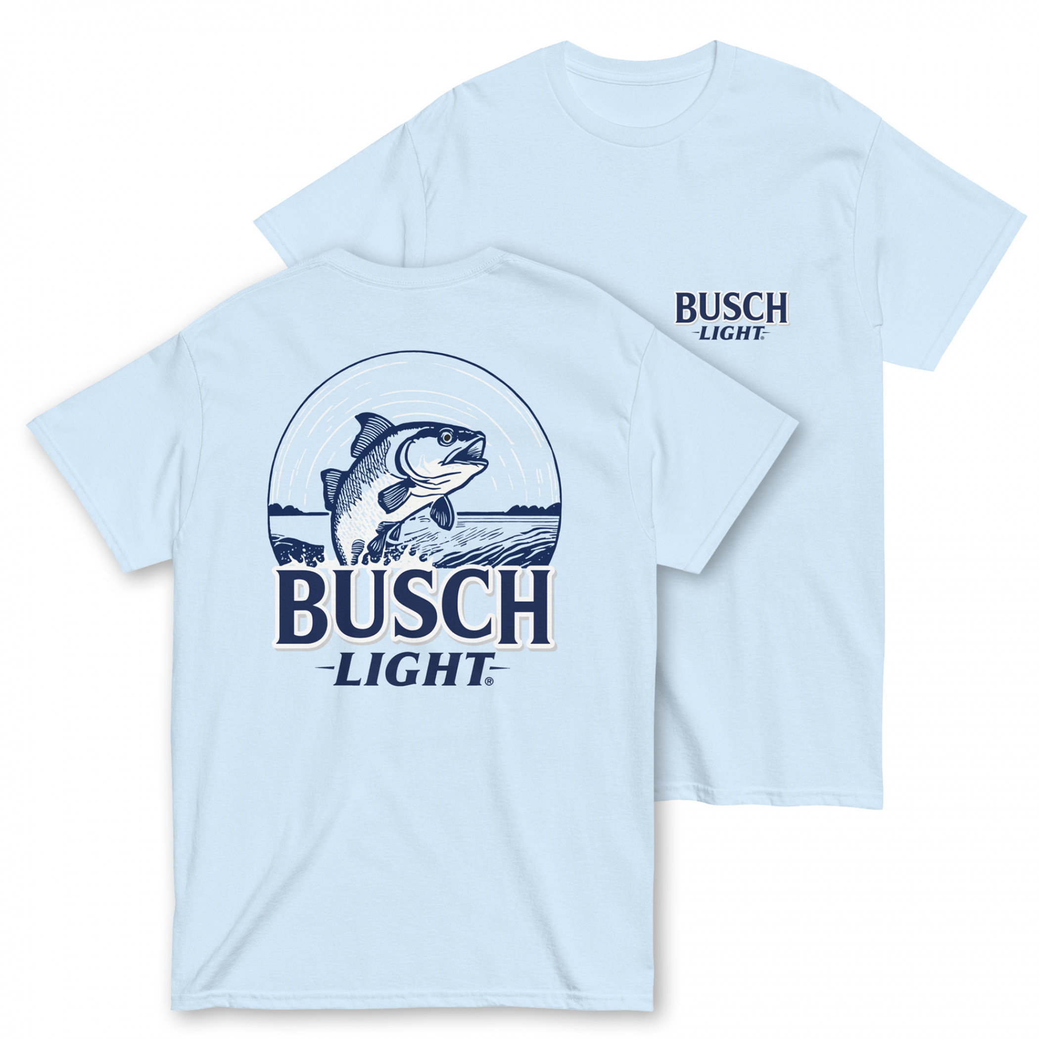 BUSCH LIGHT BEER Shirt ADULT SMALL WHITE BREW FISHING BASS CASUAL PULLOVER  NWT