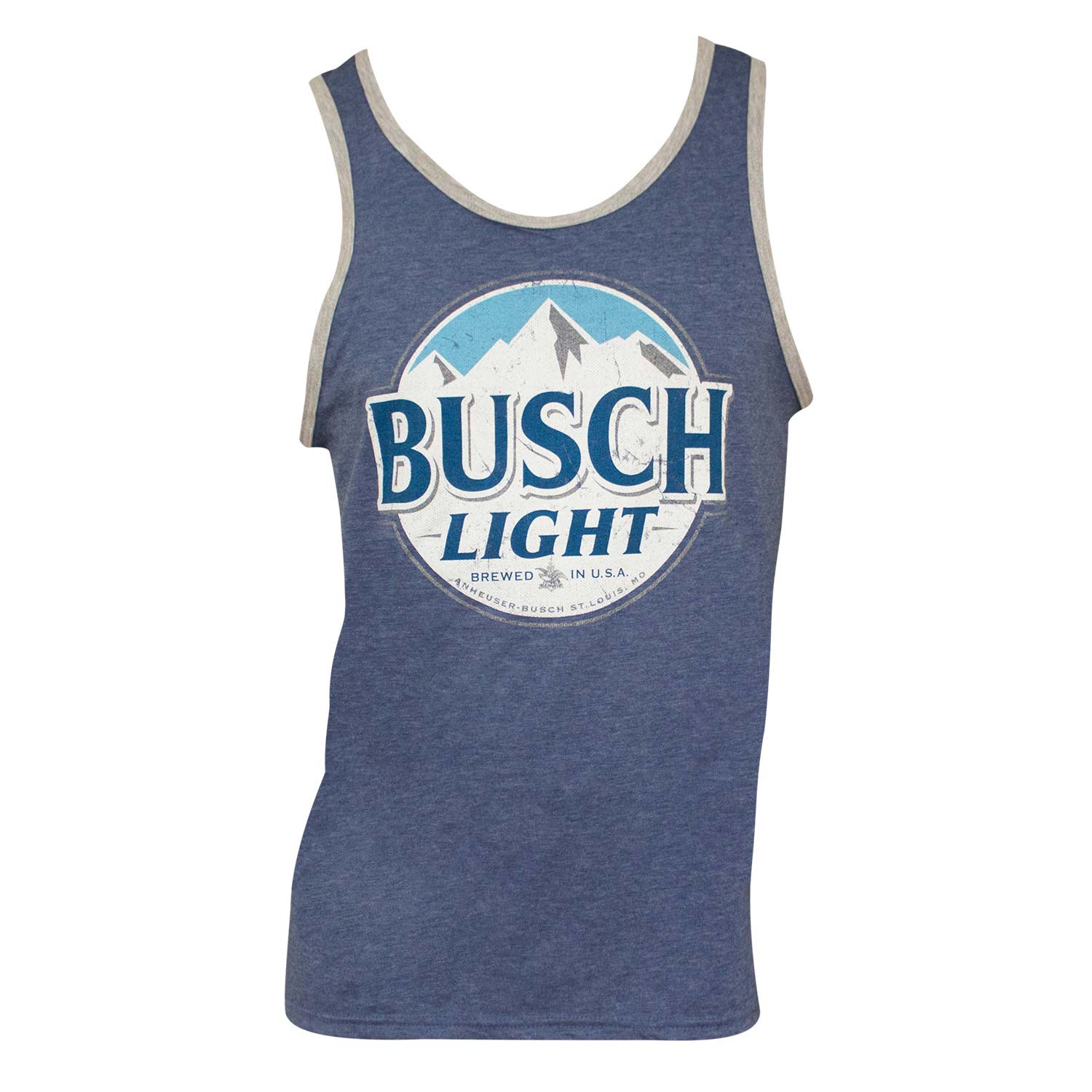 Busch Light Logo Mens Ringer Blue Tank Top
