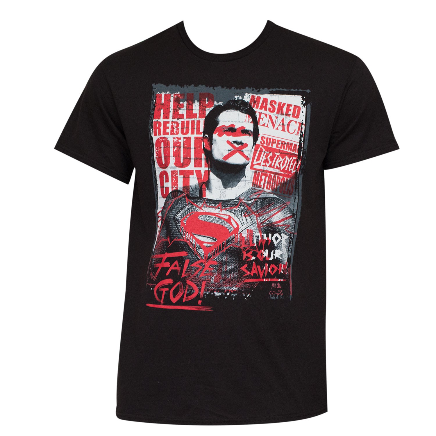 Batman V Superman Grunge Poster T-Shirt, Black