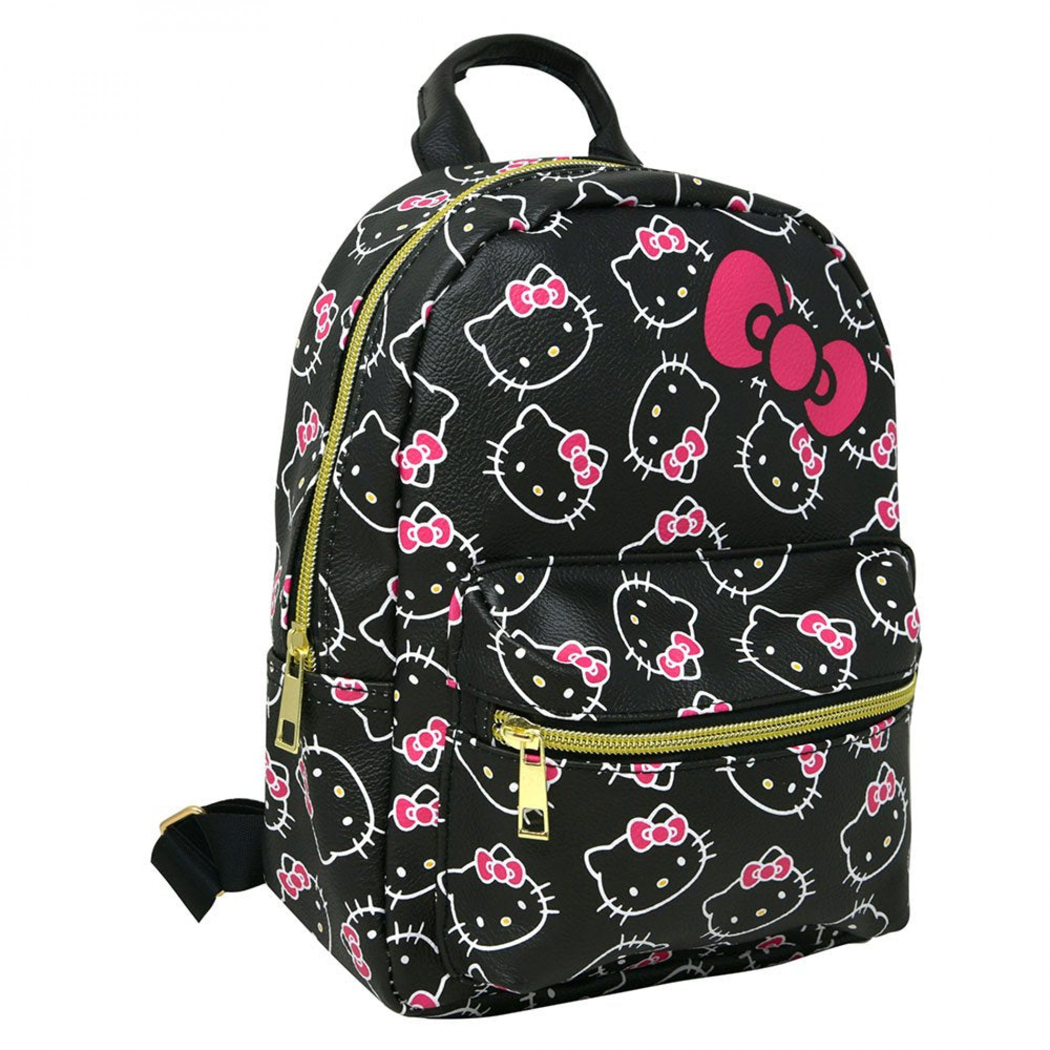 Hello Kitty Face Collage and Bows 10' Mini Backpack, Black
