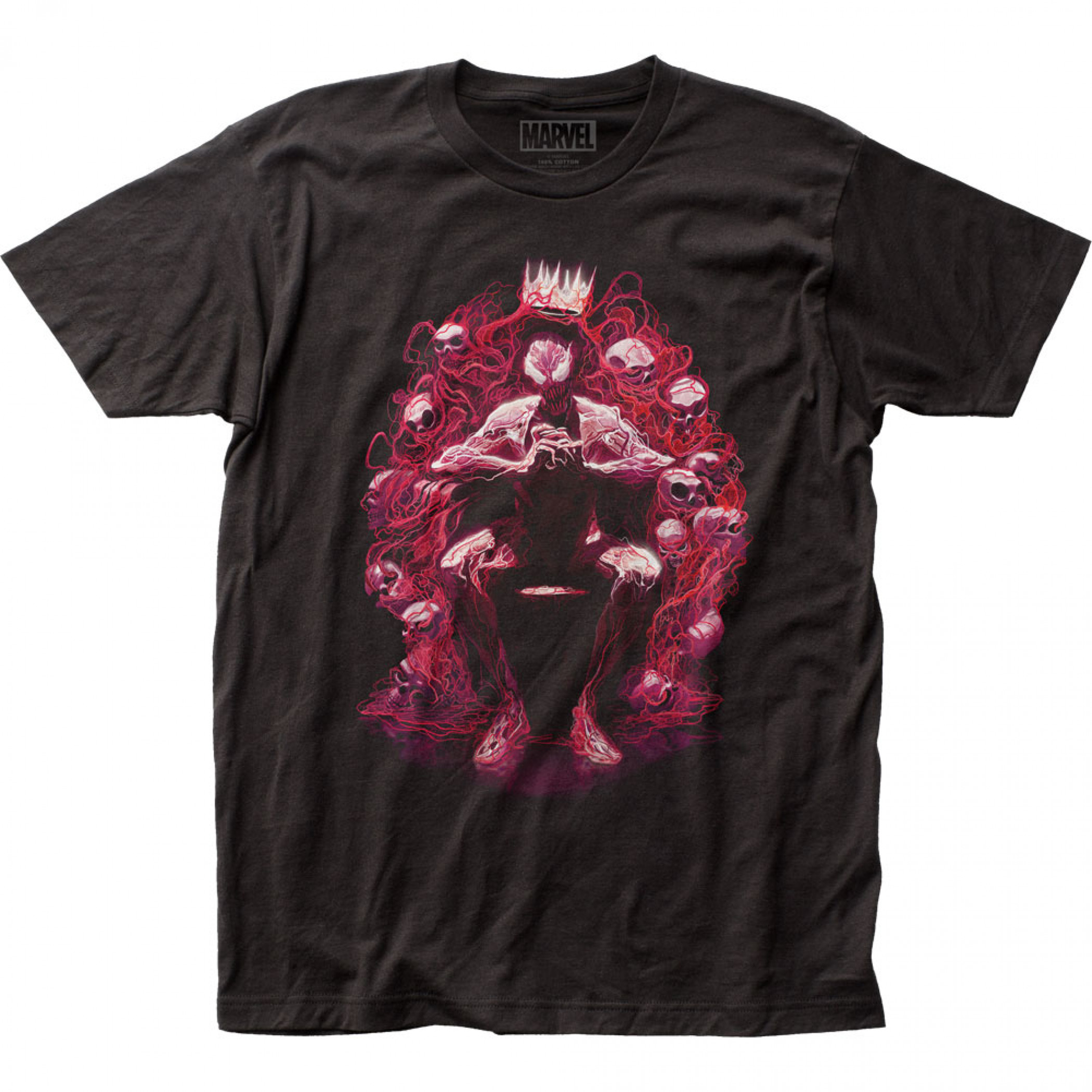 Marvel Comics Carnage on Throne of Skulls T-Shirt, Black