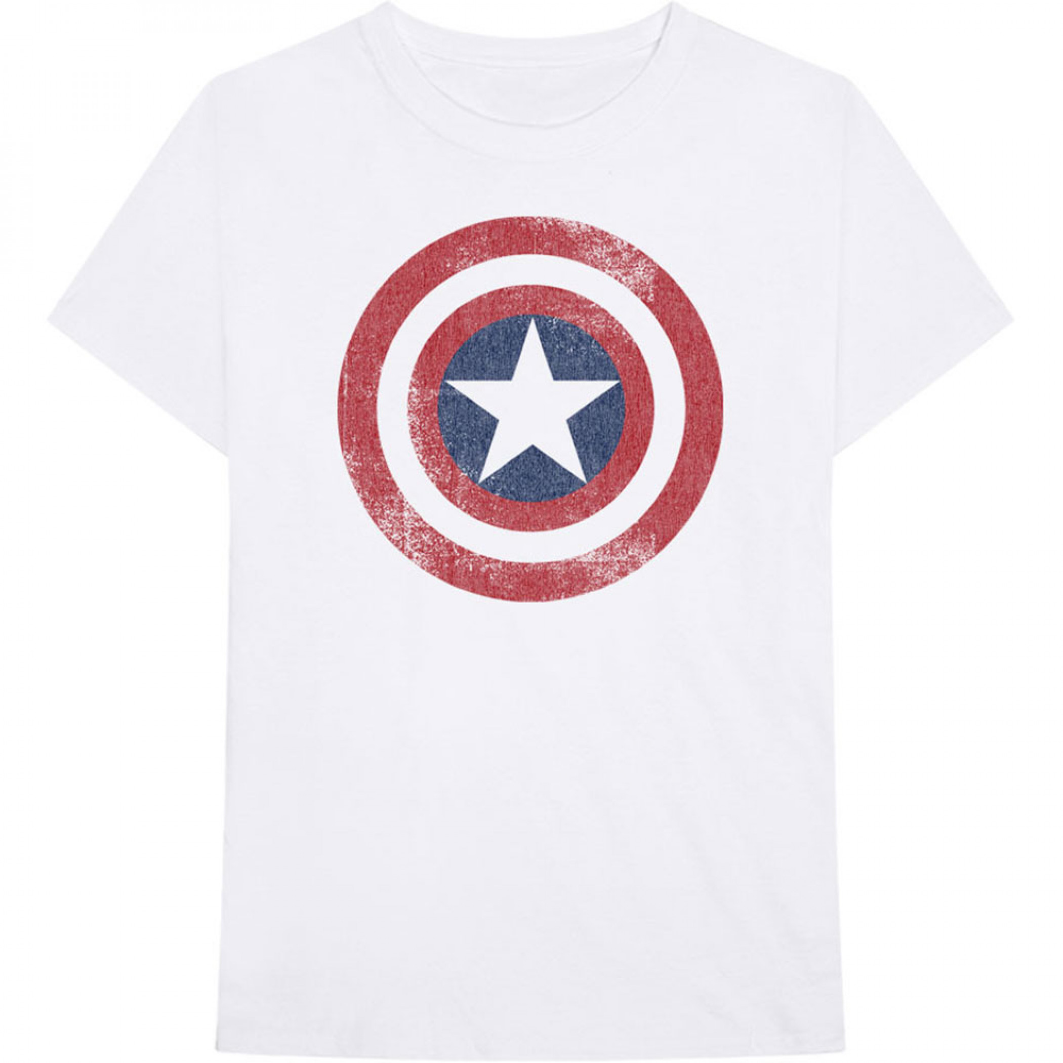 Captain America Distressed Shield Logo T-Shirt, White