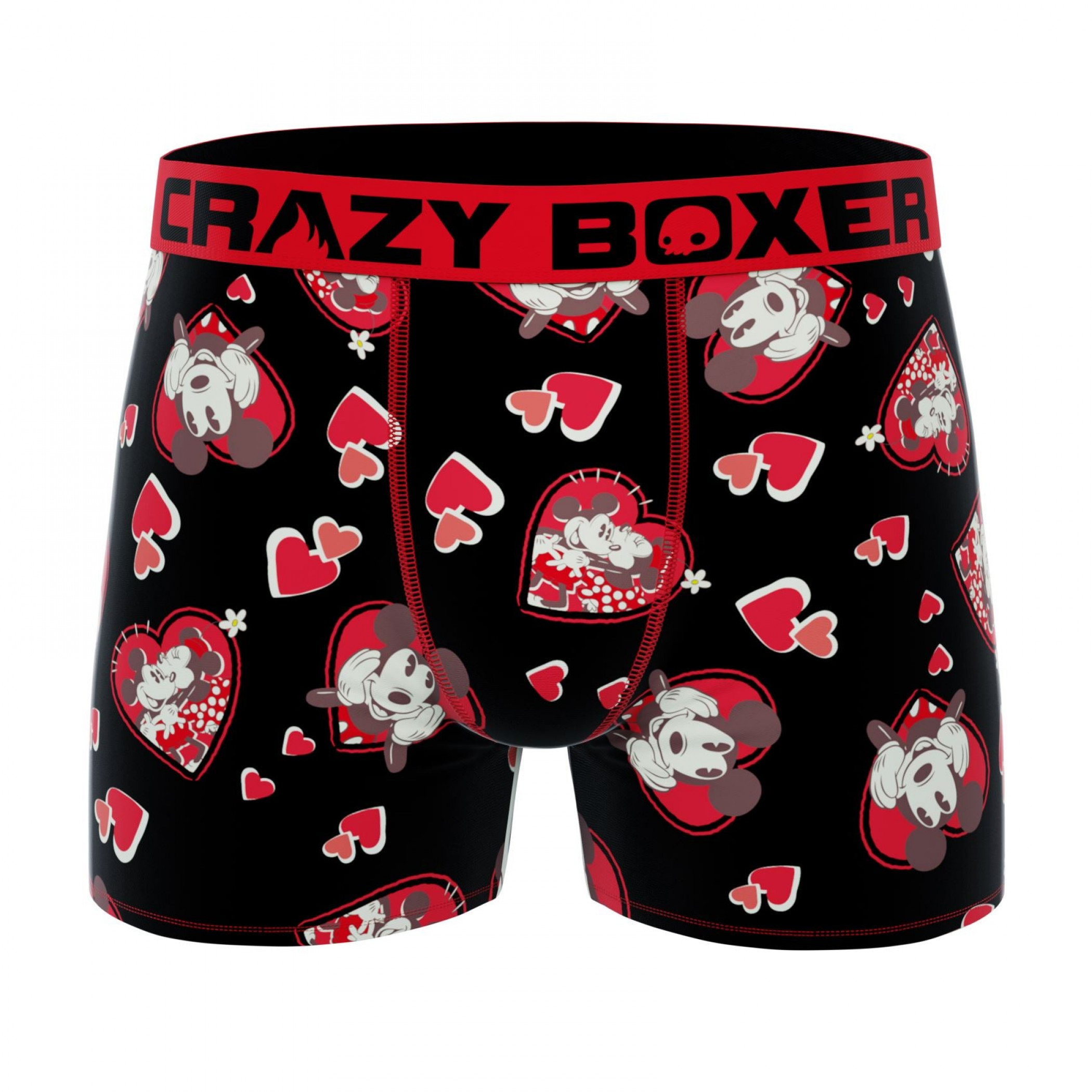 Crazy Boxer Disney Mickey Mouse Valentines Day Men's Boxer Briefs Black - Picture 5 of 20