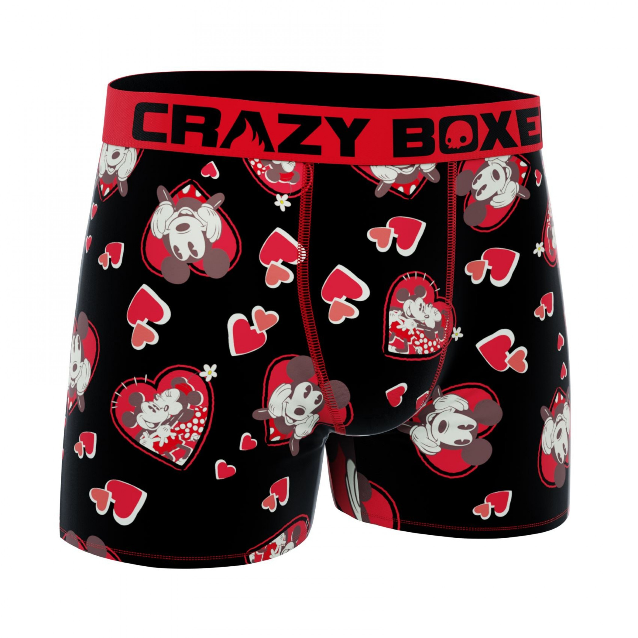 Crazy Boxer Disney Mickey Mouse Valentines Day Men's Boxer Briefs Black - Picture 6 of 20