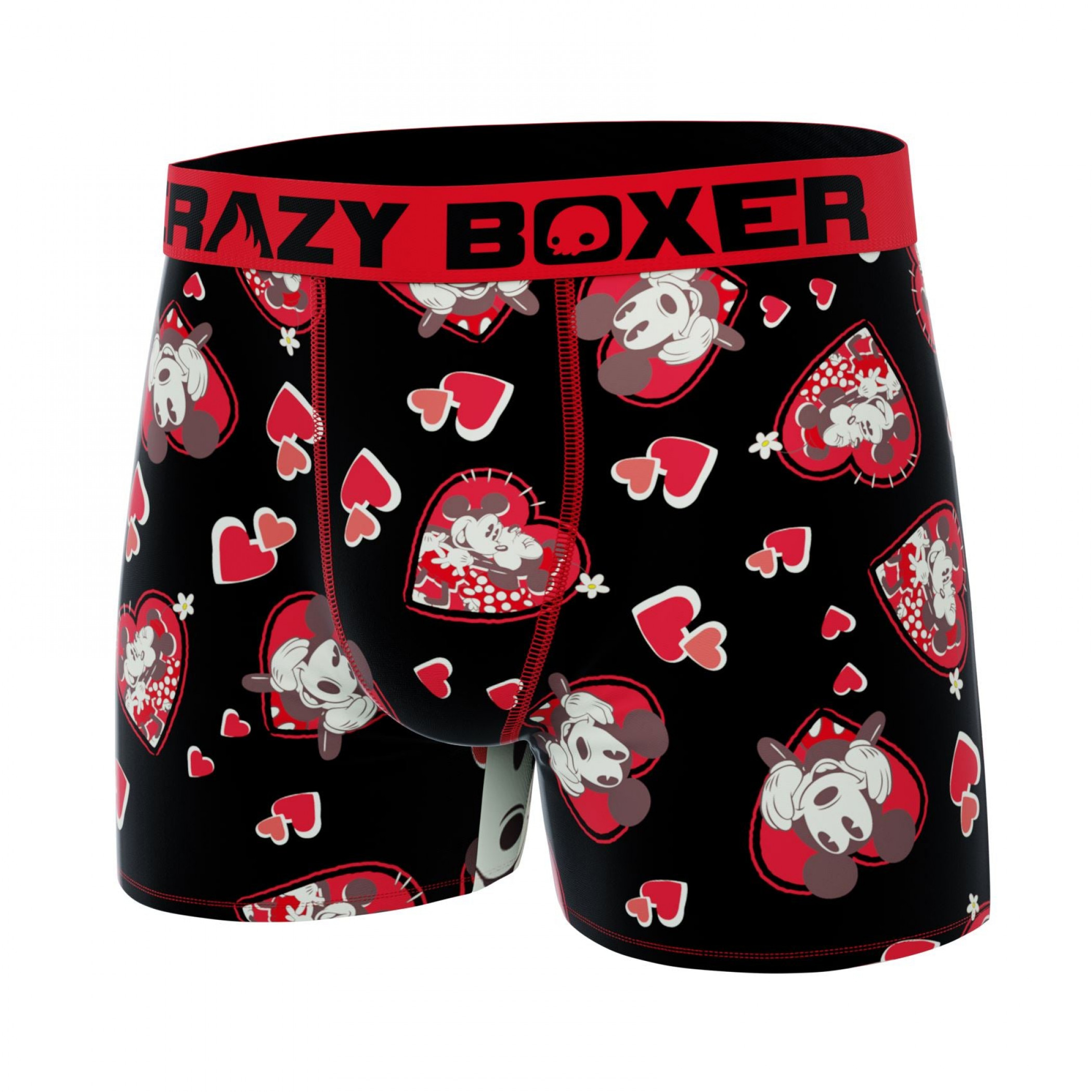 Crazy Boxer Disney Mickey Mouse Valentines Day Men's Boxer Briefs Black - Picture 7 of 20