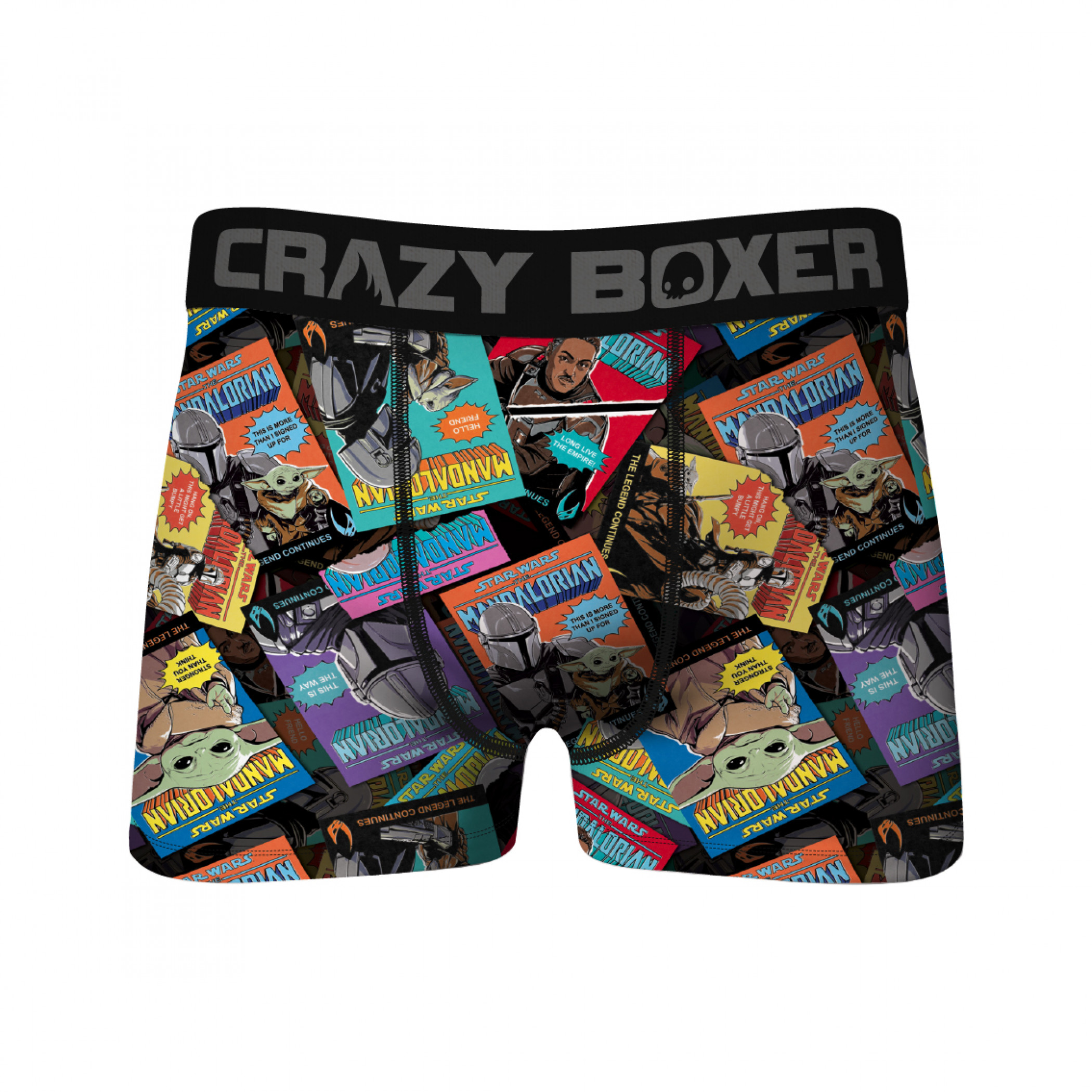 Crazy Boxers Star Wars Mandalorian and The Child Comic Boxer Briefs, Black